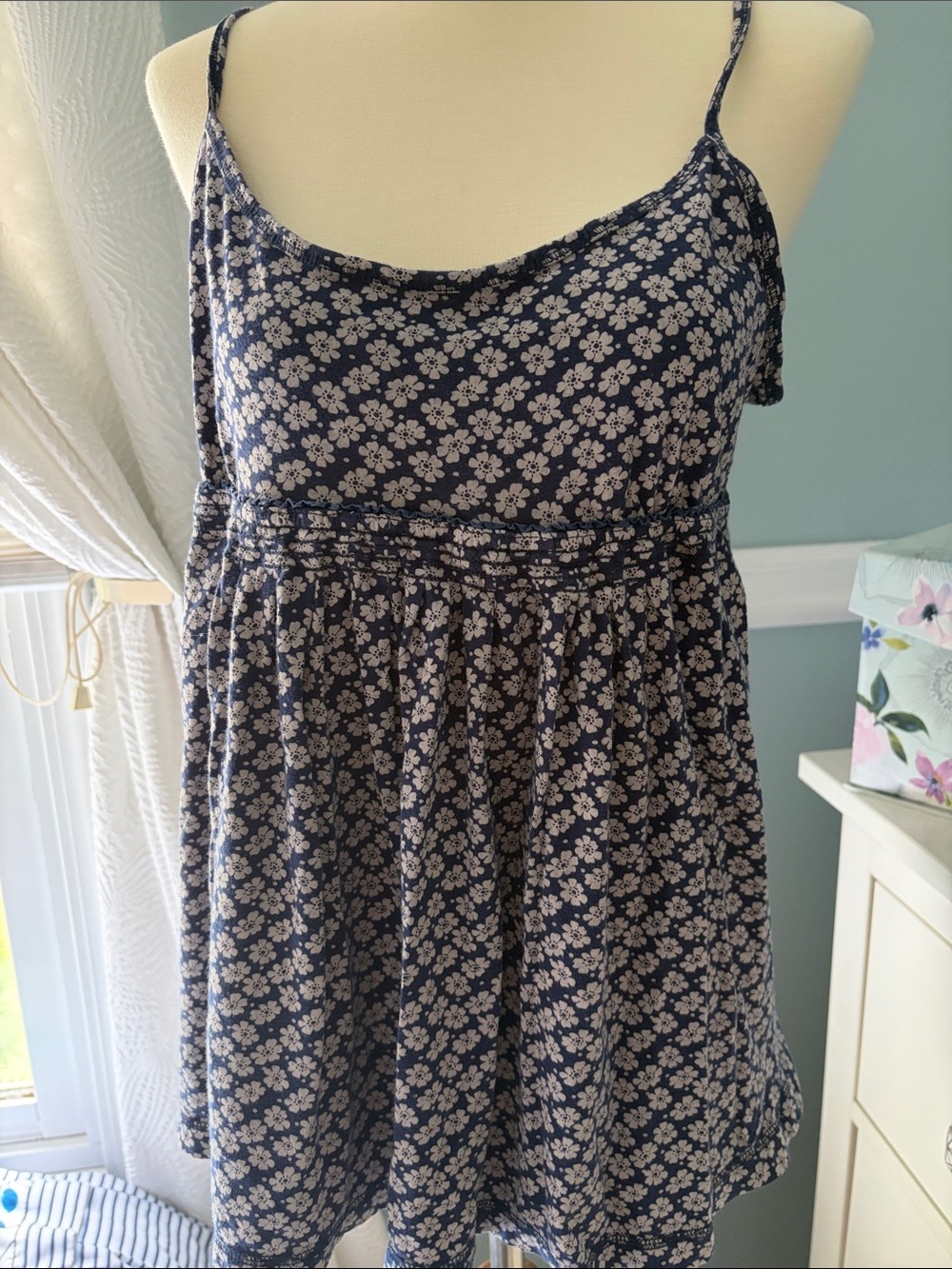 Navy Floral Spaghetti Strap Sundress